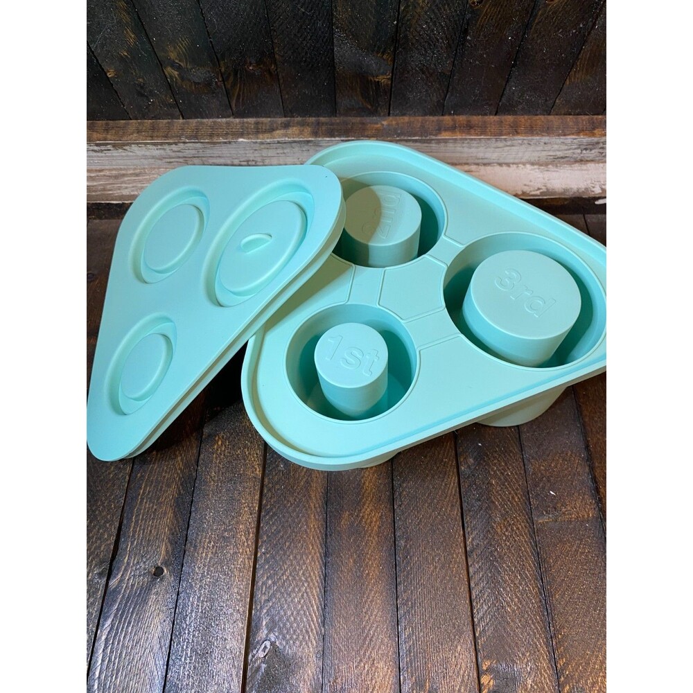 3 Cavity Green Ice Cube Tray For 30-40oz Tumbler Cups Silicone Cylinder